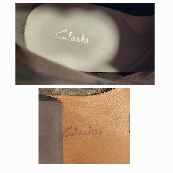 Clarks Ankle Boot Booties sz 9.5 M Women Maypearl Ramie Brown Leather 2" Western - Picture 10 of 12